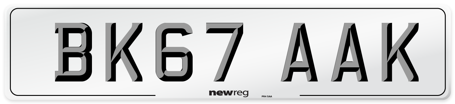 BK67 AAK Number Plate from New Reg